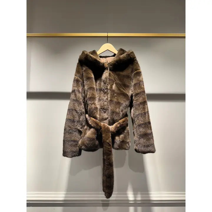 alaska faux fur coat with mink effect