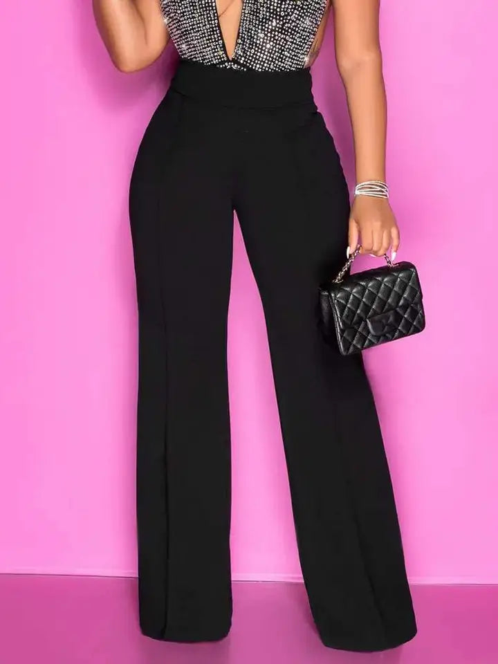 high waist straight leg pants