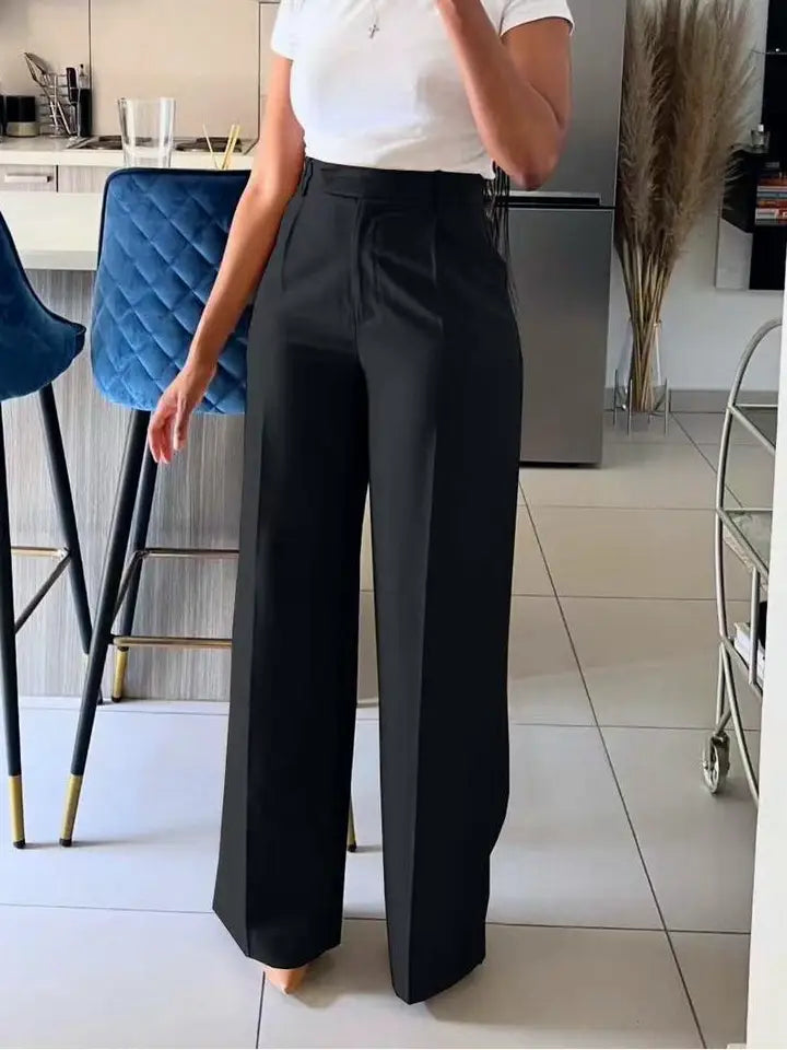 high waisted thin straight suit pants