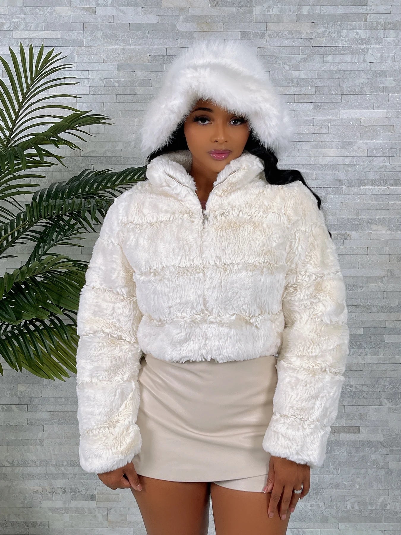 all over fur zip up jacket