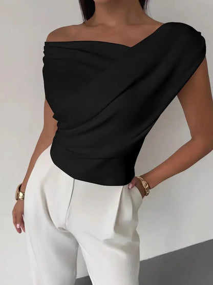 Draped Asymmetric Short Top