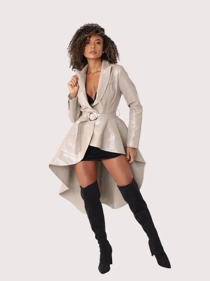 high-low belted coat