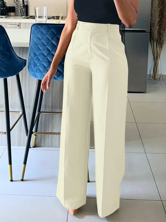 High Waisted Thin Straight Suit Pants