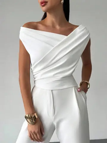 Draped Asymmetric Short Top