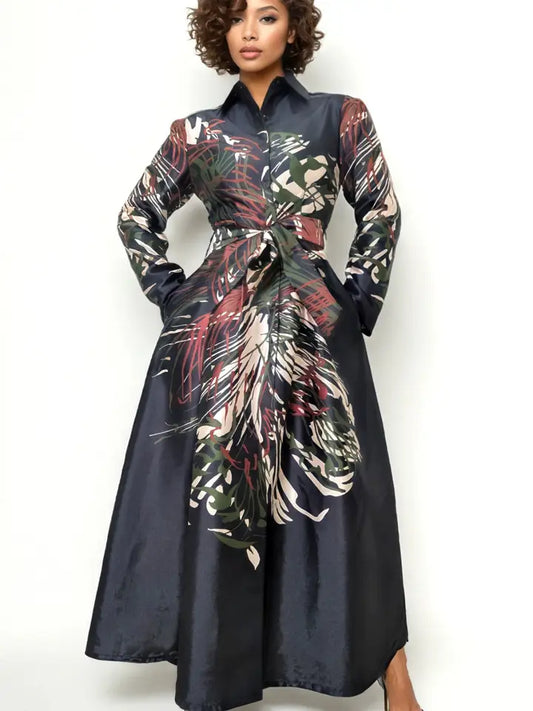 Abstract Splash Maxi Dress