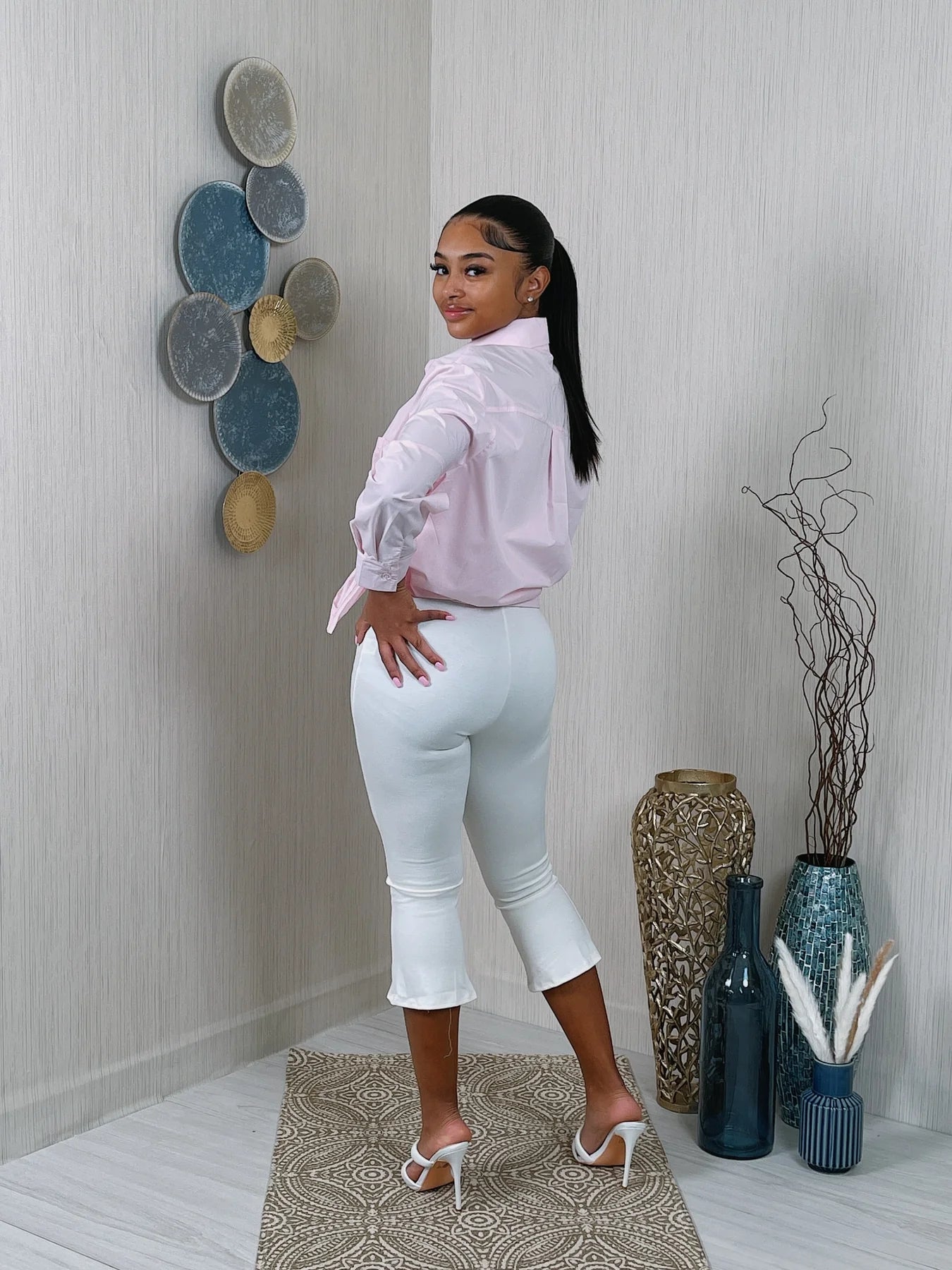 cotton blend oversized shirt