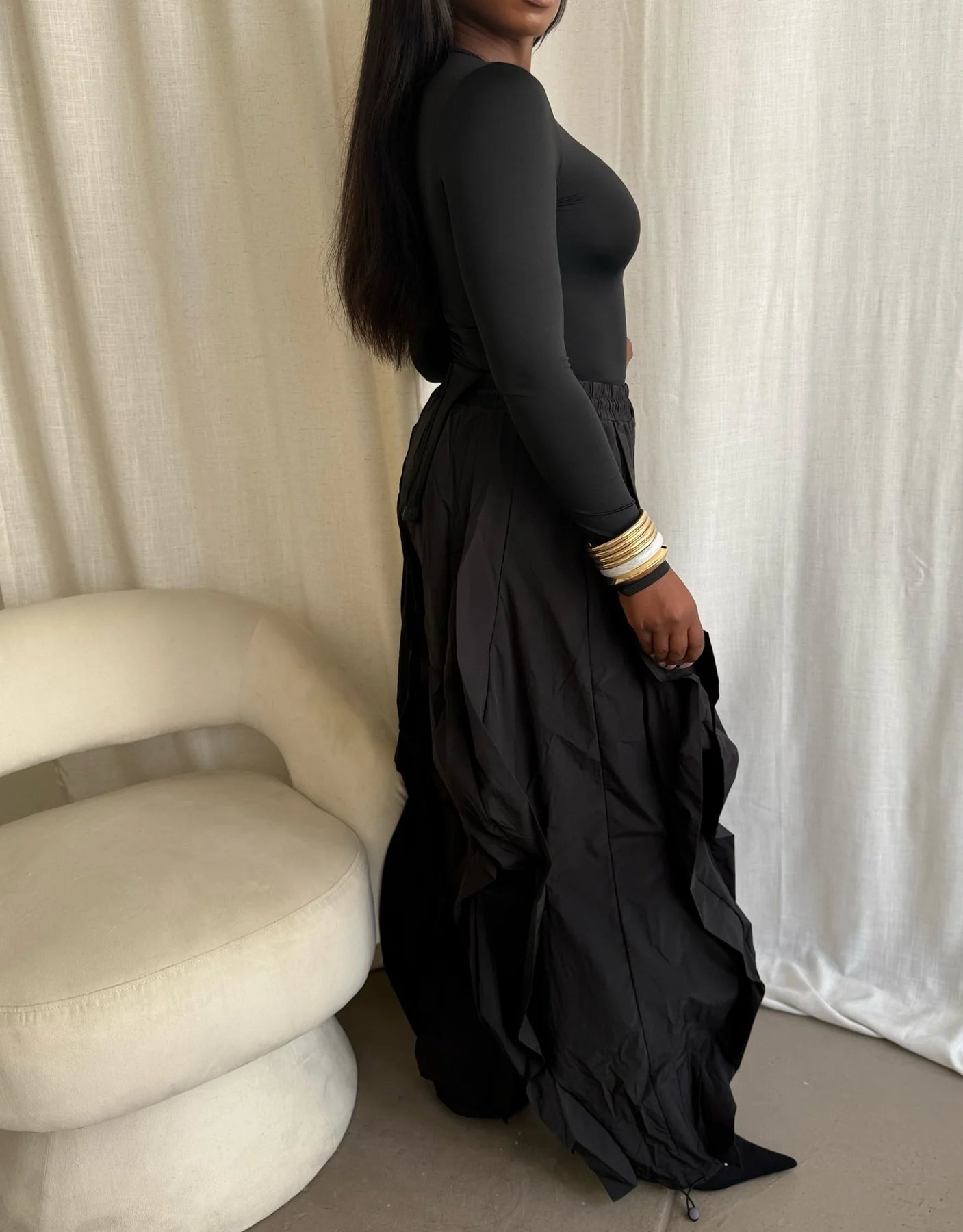 ruffle drawstring jogger pants