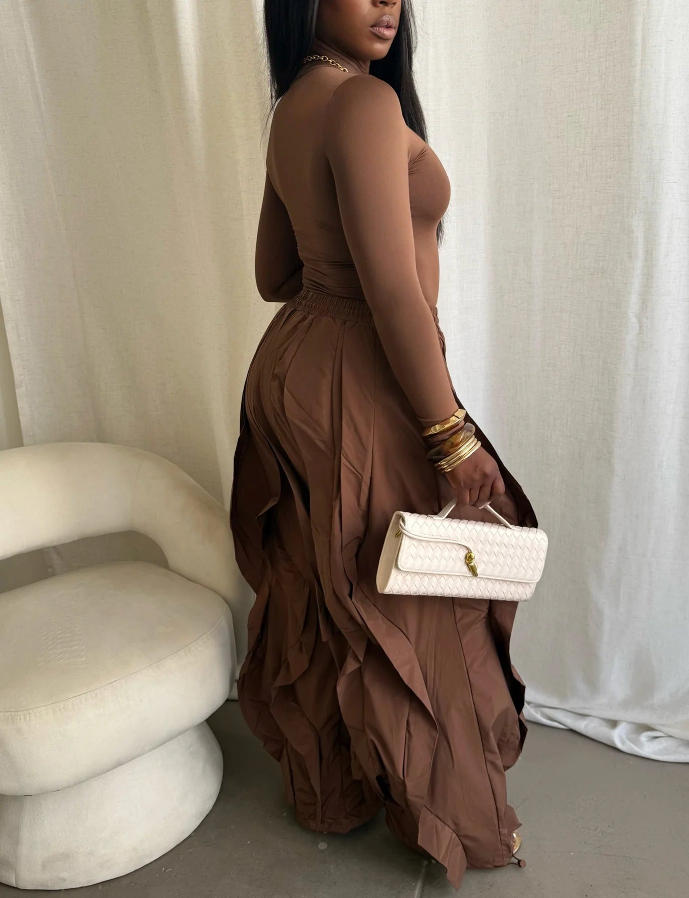 ruffle drawstring jogger pants