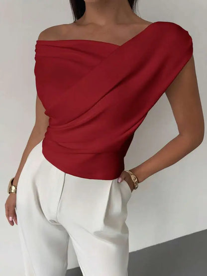 Draped Asymmetric Short Top