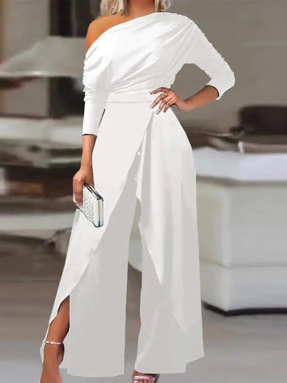 Elegant One Shoulder Wide Leg Jumpsuit