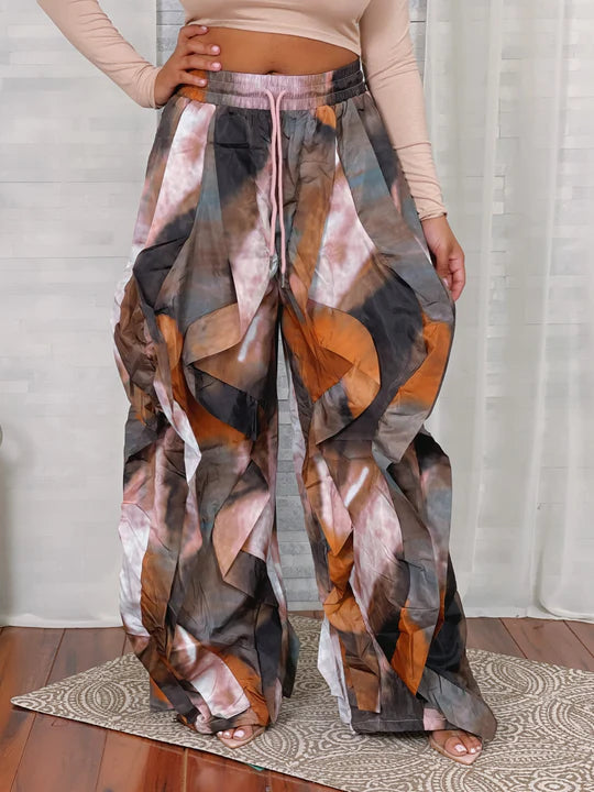 ruffle drawstring jogger pants