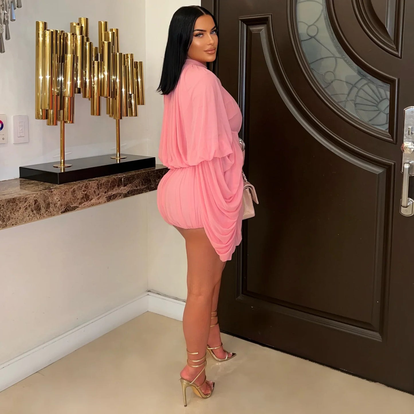 ls fraped mesh romper