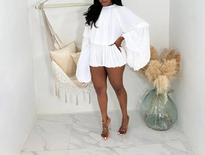 LS FRAPED MESH ROMPER