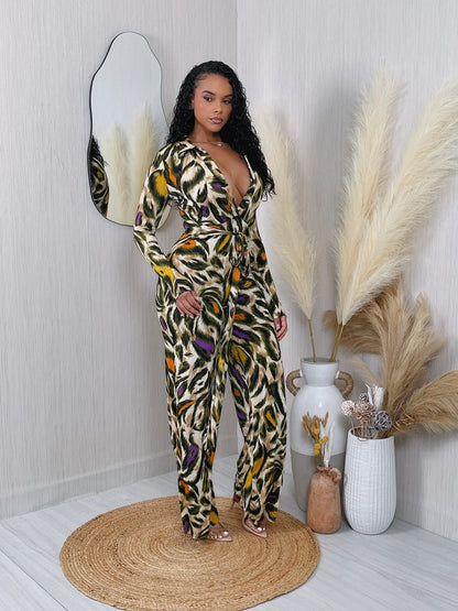 PRINT COLLARED JUMPSUIT