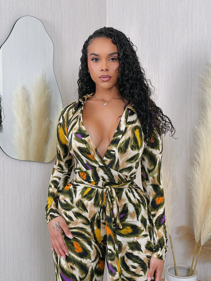 PRINT COLLARED JUMPSUIT