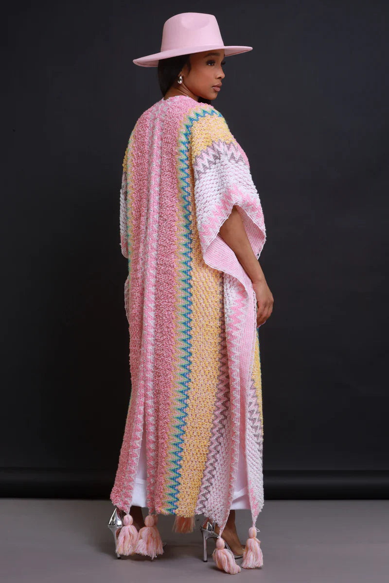 long multi color knit cardigan