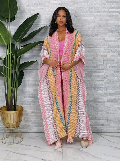 LONG MULTI COLOR KNIT CARDIGAN