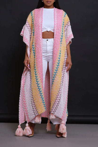 LONG MULTI COLOR KNIT CARDIGAN