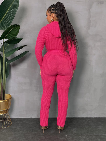 KNIT HOODED LS JUMPSUIT