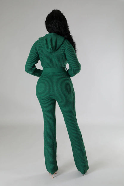KNIT HOODED LS JUMPSUIT