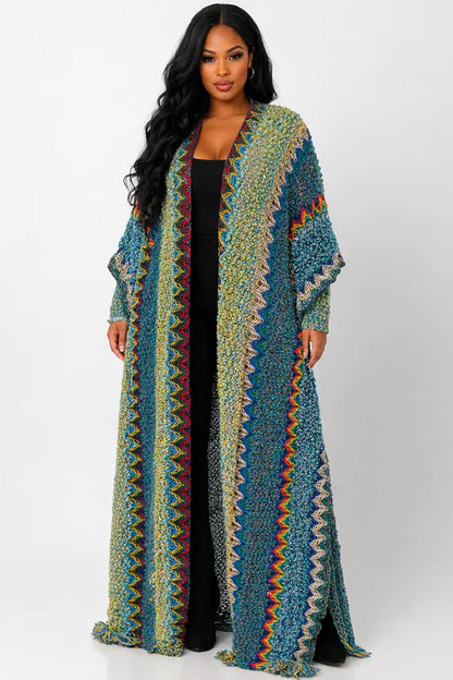 LONG MULTI COLOR KNIT CARDIGAN