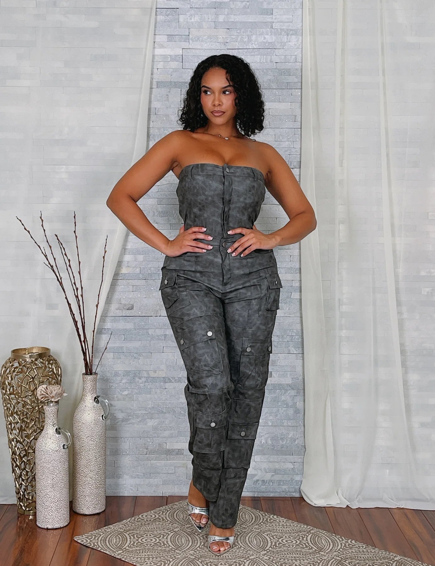 faux pu tube jumpsuit
