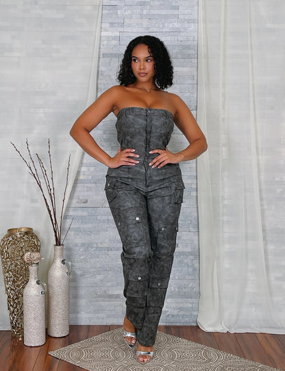 FAUX PU TUBE JUMPSUIT