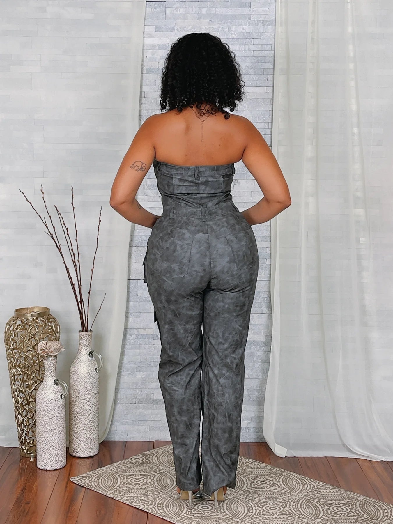 faux pu tube jumpsuit