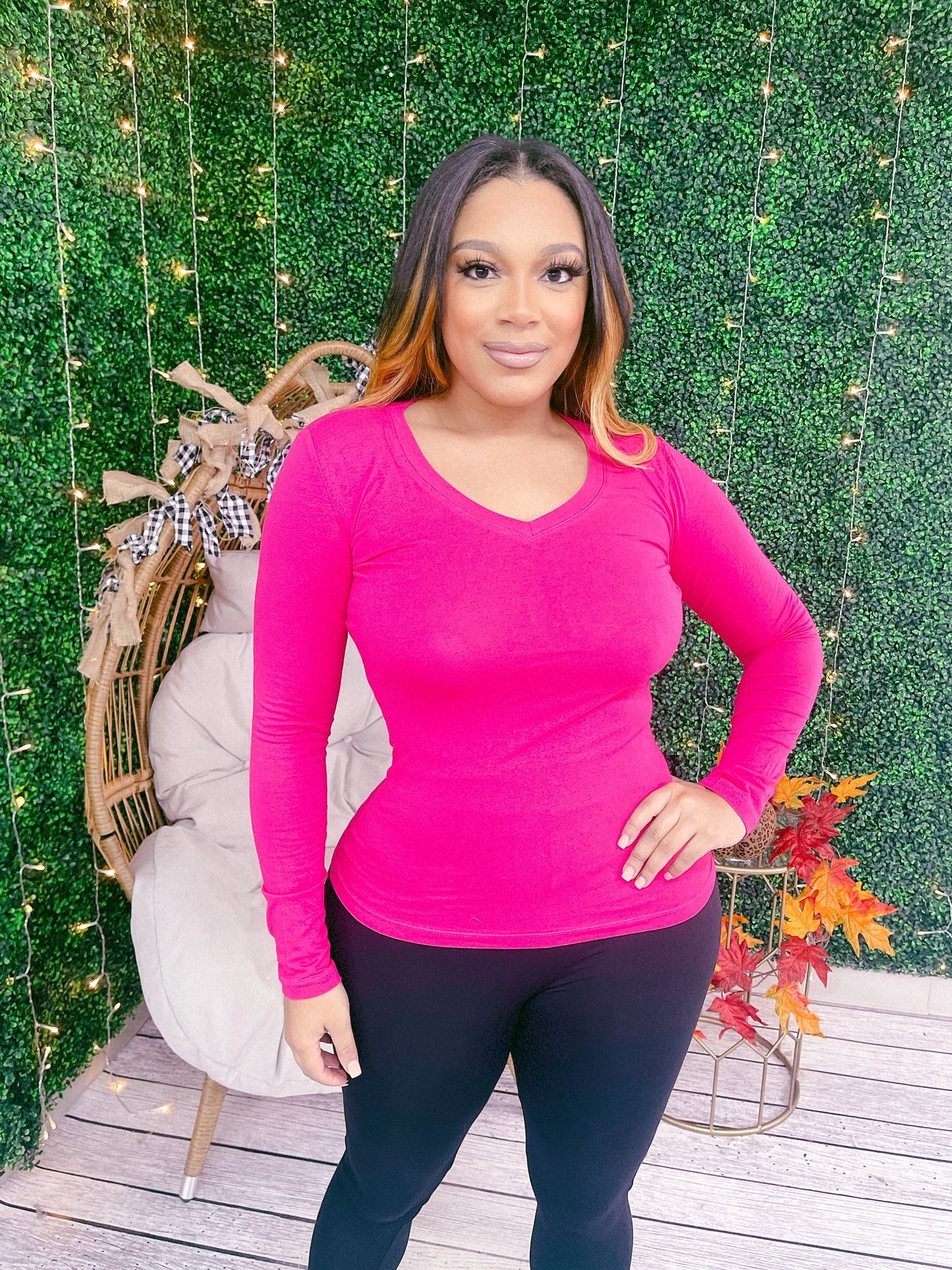 long sleeve v-neck tee