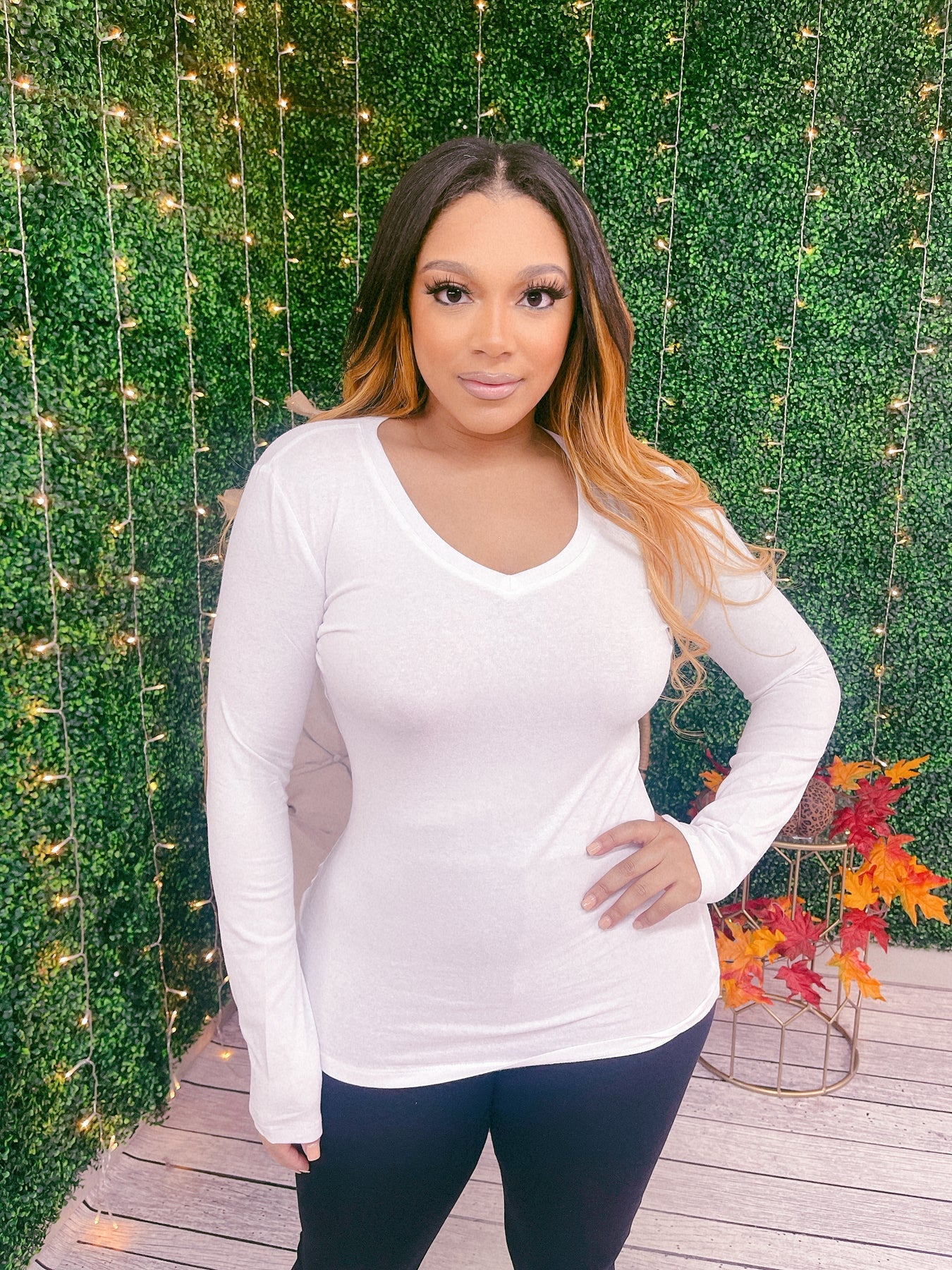 long sleeve v-neck tee