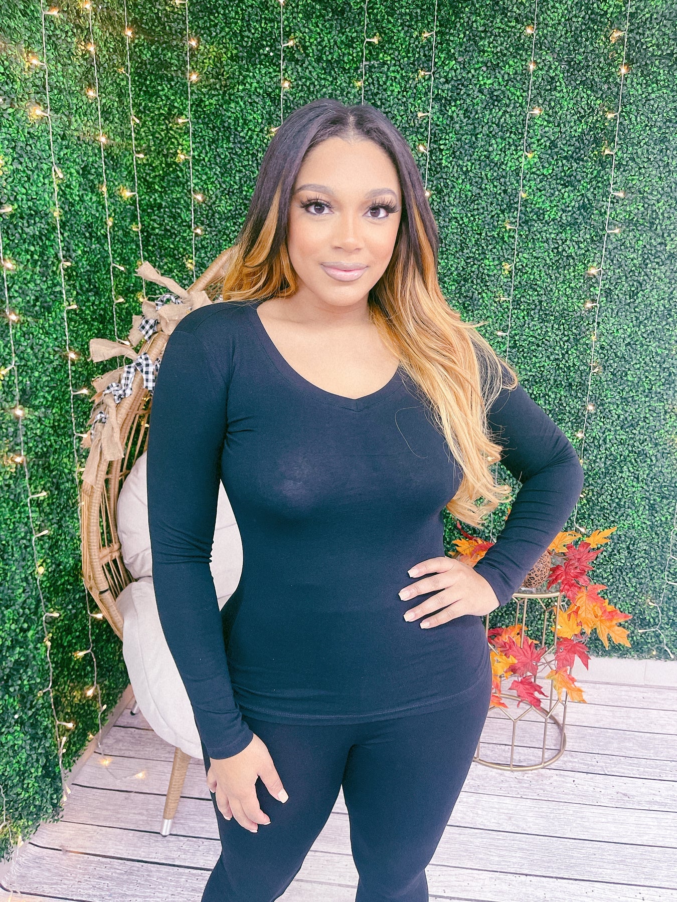 long sleeve v-neck tee