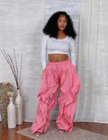 RUFFLE DRAWSTRING JOGGER PANTS