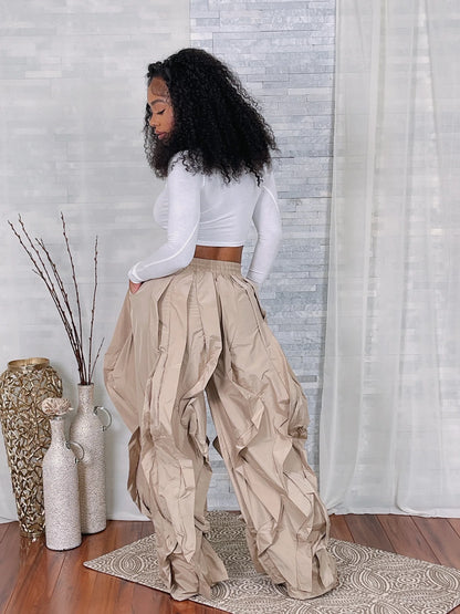 RUFFLE DRAWSTRING JOGGER PANTS