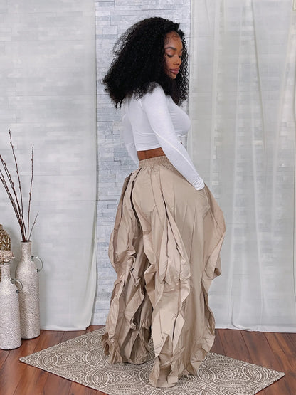 RUFFLE DRAWSTRING JOGGER PANTS