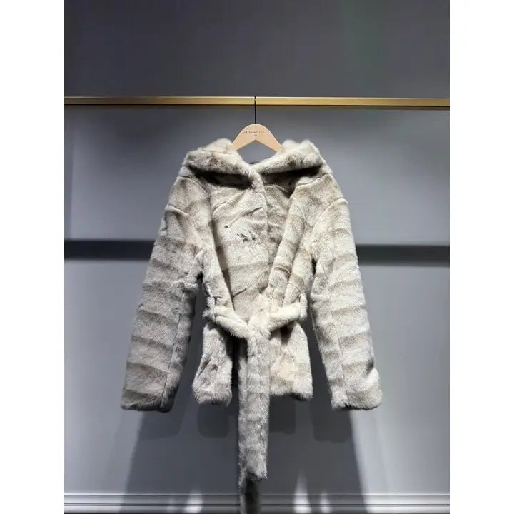 alaska faux fur coat with mink effect